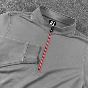 FootJoy Pullover Mens Large Gray Striped 1/4 Zip Golf Sweatshirt Red Tail Logo